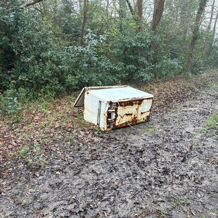 Voici l'analyse des déchets présents sur la photo
Un congélateur !